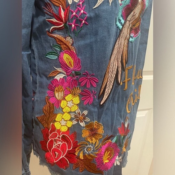 Spell Flower‎ Child Denim Embroidered Button Down Top Shirt- Sm - Picture 4 of 14